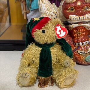Ty Festive Bear with Green and Red Hat